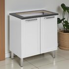 Balcão Cozinha Em Aço 2 Portas 80cm Para Cooktop 4 Bocas Dobr