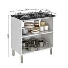 Balcão Cozinha Em Aço 2 Portas 80cm Para Cooktop 5 Bocas Dobr