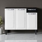 Balcão Cozinha Em Aço 3 Portas 1 Gaveta 105cm Com Tampo Rose