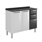 Balcão Cozinha Em Aço 3 Portas 2 Gavetas 105cm Com Tampo Luce