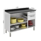 Balcão Cozinha Em Aço 3 Portas 2 Gavetas 120cm Com Tampo Dobr