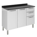 Balcão Cozinha Em Aço 3 Portas 2 Gavetas 120cm Com Tampo Dobr