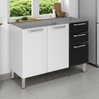 Balcão Cozinha Em Aço 3 Portas 2 Gavetas 120cm Sem Tampo Dobr