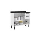 Balcão Cozinha Em Aço 3 Portas E 2 Gavetas 105cm Com Tampo Fl