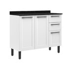 Balcão Cozinha Em Aço 3 Portas E 2 Gavetas 105cm Com Tampo Fl