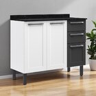 Balcão Cozinha Em Aço 3 Portas E 2 Gavetas 105cm Com Tampo Fl