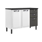 Balcão Cozinha Em Aço 3 Portas E 2 Gavetas 120cm Com Tampo Ne