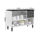 Balcão Cozinha Em Aço 3 Portas E 2 Gavetas 120cm Com Tampo Ne