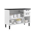 Balcão Cozinha Em Aço 3 Portas E 2 Gavetas 120cm Com Tampo Ne
