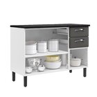 Balcão Cozinha Em Aço 3 Portas E 2 Gavetas 120cm Com Tampo Ne