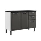 Balcão Cozinha Em Aço 3 Portas E 2 Gavetas 120cm Com Tampo Ne