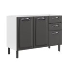 Balcão Cozinha Em Aço 3 Portas E 2 Gavetas 120cm Sem Tampo Ne