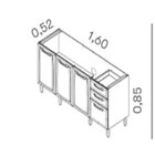 Balcão Cozinha Em Aço 4 Portas 2 Gavetas 160cm Sem Tampo New