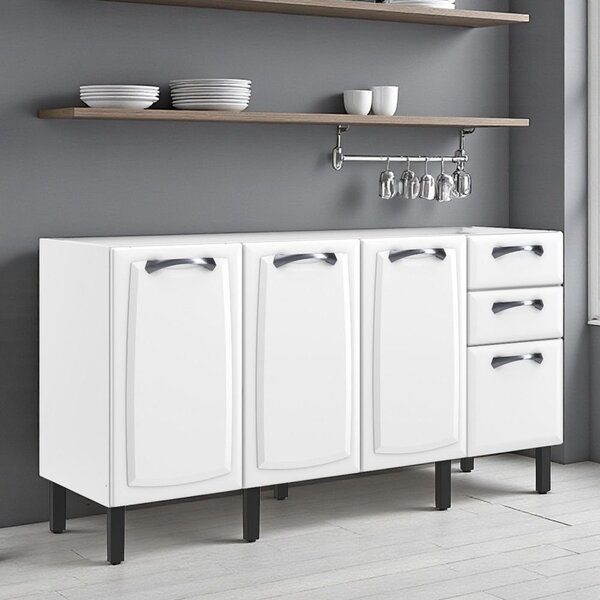 Balcão Cozinha Em Aço 4 Portas 2 Gavetas 160cm Sem Tampo New