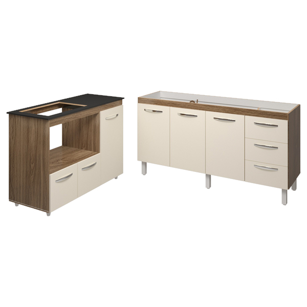 Balcão Cozinha Gabinete De Pia 160 Cm Estela E Balcão Para Fo