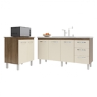 Balcão Cozinha Gabinete Para Pia 138 Cm Carine E Balcão Jane