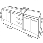 Balcão Cozinha Gabinete Para Pia 138 Cm Carine E Balcão Jane