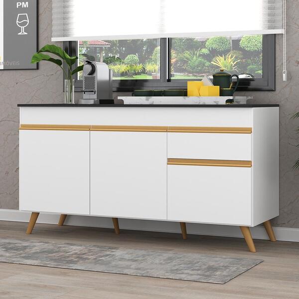 Balcão Cozinha Gabinete Pia 150 Cm 3 Portas 1 Gaveta Veneza G