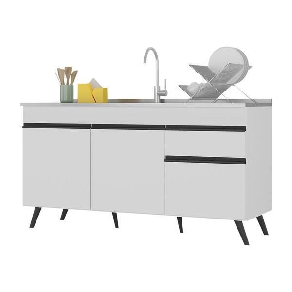 Balcão Cozinha Gabinete Pia 150cm 3 Portas 1 Gaveta Veneza Mu