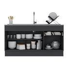 Balcão Cozinha Gabinete Pia 150cm Com Rodapé 3 Portas 1 Gavet