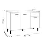 Balcão Cozinha Pia 120cm Com Tampo Classic Z46 Preto/marmore