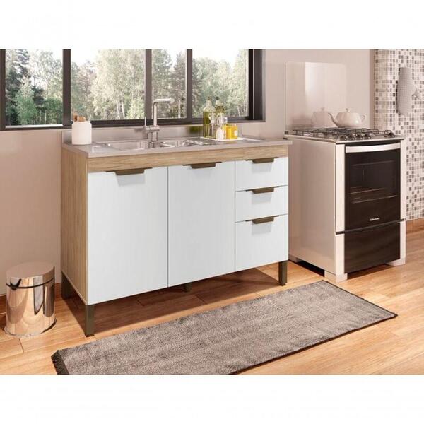 Balcão Cozinha S/tampo Cartagena/branco Acetinado