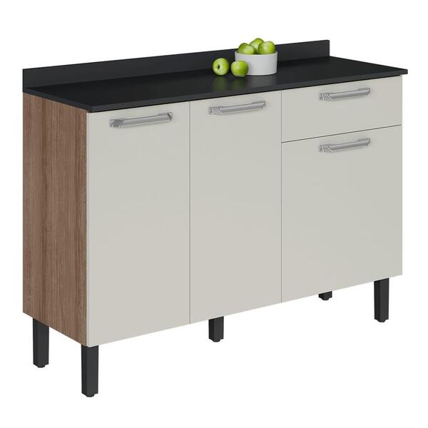 Balcão Cozinhas Itatiaia Vegas - 3 Portas E 1 Gaveta - Off Wh