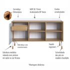 Balcão Credenza 1 Porta 1 Gaveta 136cm Home Office Flexus Han