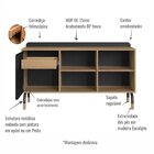 Balcão Credenza 1 Porta 1 Gaveta 136cm Home Office Flexus Han