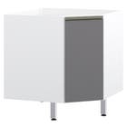 Balcão Canto Diagonal Branco 1 Porta Cinza Puro BP 82,5x76x76cm Spring Luciane