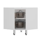 Balcão Canto Diagonal Branco 1 Porta Cinza Puro BP 82,5x76x76cm Spring Luciane