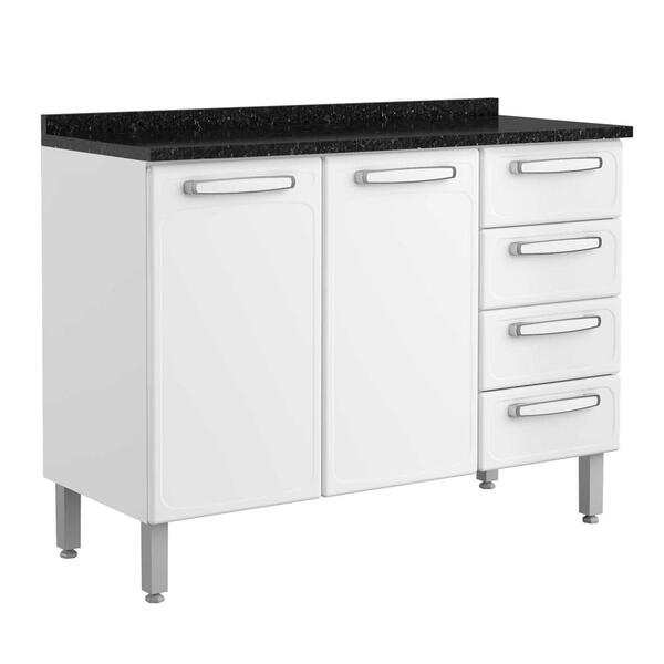 Balcão De Aço 2 Portas 4 Gavetas Com Tampo 7126 Evidence Bert