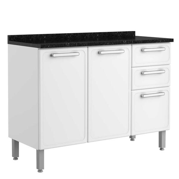 Balcão De Aço 3 Portas 2 Gavetas Com Tampo 7124 Gourmet Berto