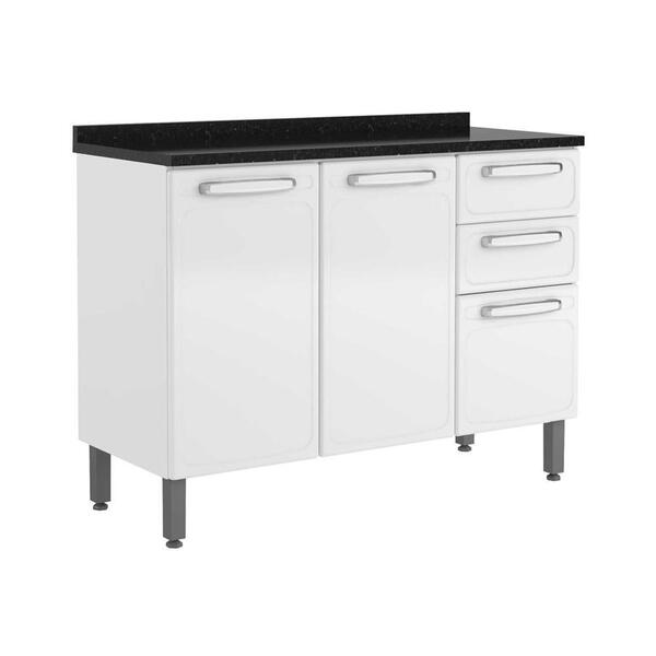 Balcão De Aço Tampo 3 Portas 2gav Branco Evidence Bertolini B