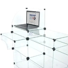 Balcão De Atendimento Caixa Modulado Em Vidro + Gaveta Dupla