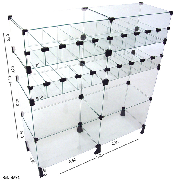 Balcão De Atendimento Modulado Em Vidro - 1,00 X 1,10 X 0,30