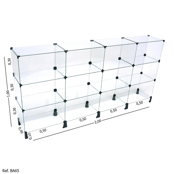 Balcão De Atendimento Modulado Em Vidro - 2,00 X 1,00 X 0,40