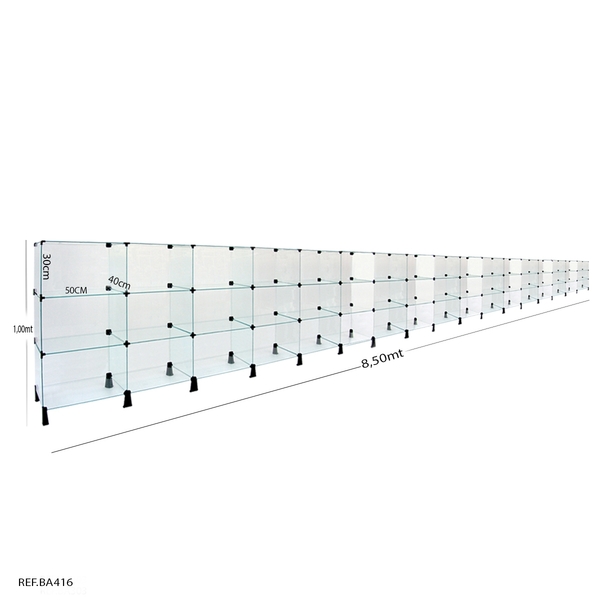 Balcão De Atendimento Modulado Em Vidro - 8,50 X 1,00 X 0,40