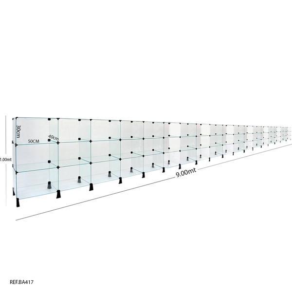 Balcão De Atendimento Modulado Em Vidro - 9,00 X 1,00 X 0,40