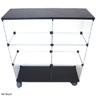 Balcão De Atendimento Modulado Em Vidro Com Base Mdf E Rodízi