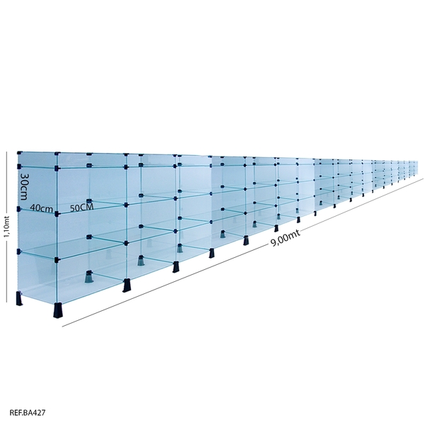 Balcão De Atendimento Modulado Em Vidro Com Porta Bijuterias
