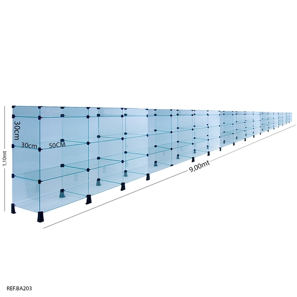 Balcão De Atendimento Modulado Em Vidro Com Porta Bijuterias