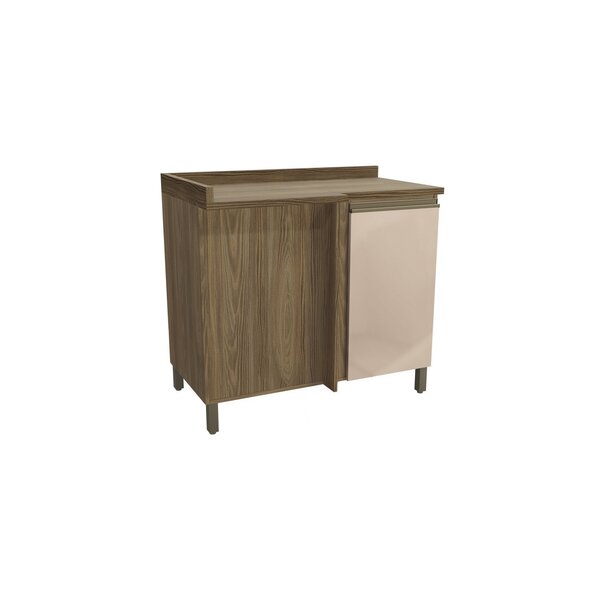 Balcão De Canto 1 Porta Com Tampo E Pés Nogueira/macadamia