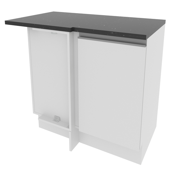 Balcão De Canto Armário De Cozinha 100% Mdf Porta Branco Bril