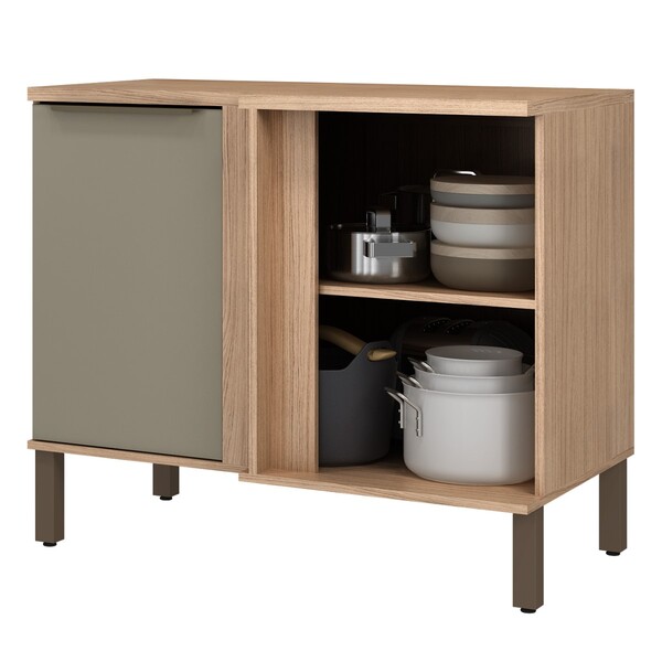 Balcão De Canto Reto 01 Porta Vivace 97cm Havana/taupe Mdp 15