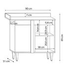 Balcão De Canto Reto Com Tampo 1 Porta Denver Branco/preto -