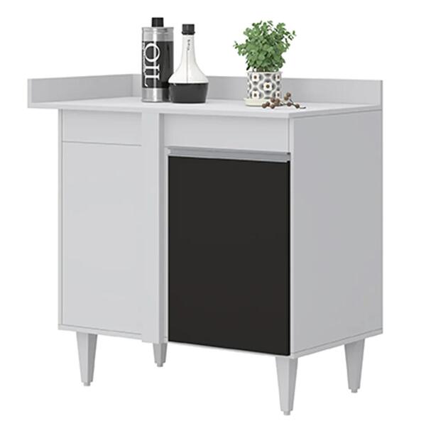 Balcão De Canto Reto Com Tampo 1 Porta Denver Branco/preto -