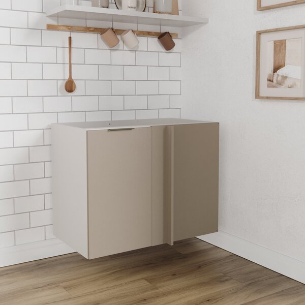 Balcão De Canto Reto Sem Tampo Sem Rodapé Puxador 150cm Ipane