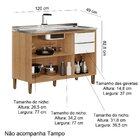 Balcão De Cozinha 1,20 Cm 3 Portas 2 Gavetas Para Pia Opala C