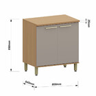 Balcão De Cozinha 100 Mdf 2 Portas Com Tampo 80cm Duna Lucian